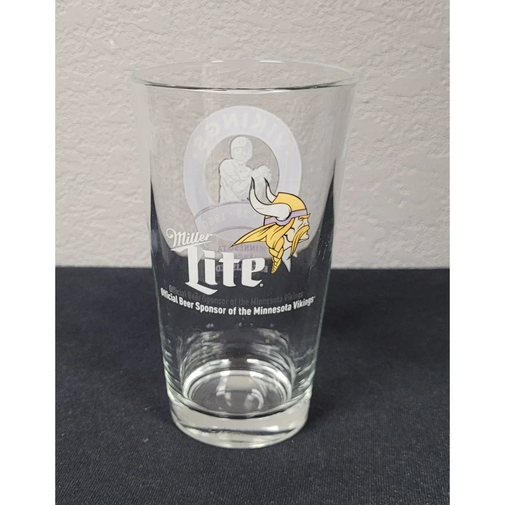 Minnesota Vikings Miller Lite Beer Glass 1960 Franchise Established Promo 16oz